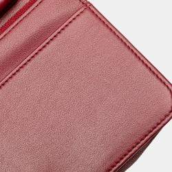 Pre Owned Chanel Red Quilted Caviar Boy Wallet on Chain