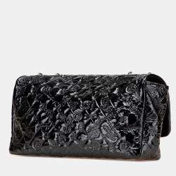 Pre Owned Chanel Black Jumbo Patent Lucky Symbols Flap