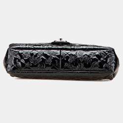 Pre Owned Chanel Black Jumbo Patent Lucky Symbols Flap