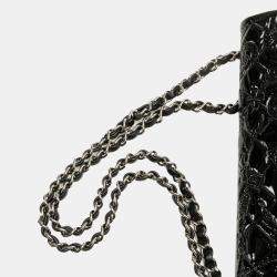 Pre Owned Chanel Black Jumbo Patent Lucky Symbols Flap