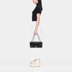 Pre Owned Chanel Black Jumbo Patent Lucky Symbols Flap