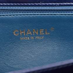 Pre Owned Chanel Navy Blue Quilted Leather Paris-Cosmopolite Straight Lined Flap Bag