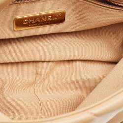 Pre Owned Chanel Beige Quilted Leather Small 19 Flap Bag
