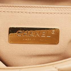 Pre Owned Chanel Beige Quilted Leather Small 19 Flap Bag
