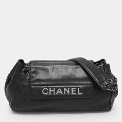 Pre Owned Chanel Black Leather LAX Accordion Shoulder Bag