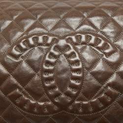 Pre Owned Chanel Dark Brown Quilted Leather Istanbul Accordion Flap Bag