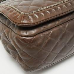 Pre Owned Chanel Dark Brown Quilted Leather Istanbul Accordion Flap Bag