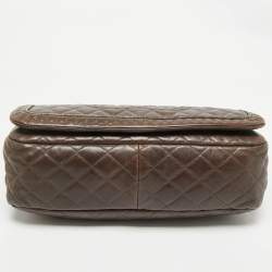 Pre Owned Chanel Dark Brown Quilted Leather Istanbul Accordion Flap Bag