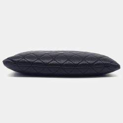 Pre Owned Chanel Black Leather Caviar Clutch New Medium