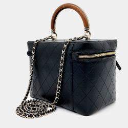 Pre Owned Chanel Black Leather Cosmetic Case