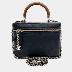 Pre Owned Chanel Black Leather Cosmetic Case