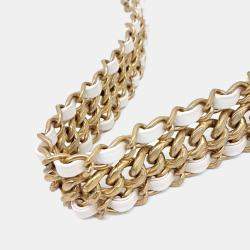 Pre Owned Chanel White Leather Chain Hobo Bag