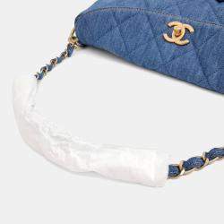 Pre Owned Chanel Blue Denim Hobo Bag