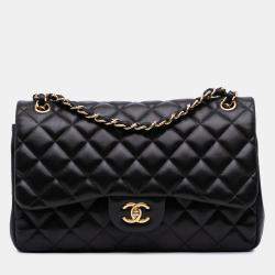 Pre Owned Chanel Black Jumbo Classic Lambskin Double Flap