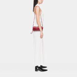 Pre Owned Chanel Red Calfskin Signature Chain 20s Bowling Bag