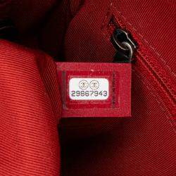 Pre Owned Chanel Red Calfskin Signature Chain 20s Bowling Bag