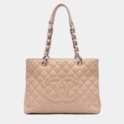 Pre Owned Chanel Brown Caviar Grand Shopping Tote