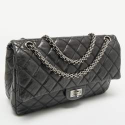 Pre Owned Chanel Black Quilted Aged Leather Classic 226 Reissue 2.55 Flap Bag