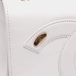Pre Owned Chanel White Lambskin CC Mania Flap Bag