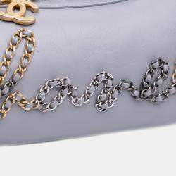 Pre Owned Chanel Grey Calfskin Signature Chain 20s Bowling Bag