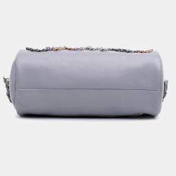Pre Owned Chanel Grey Calfskin Signature Chain 20s Bowling Bag