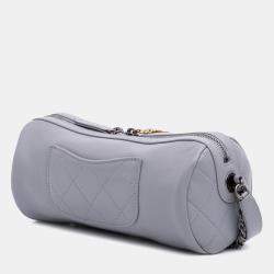 Pre Owned Chanel Grey Calfskin Signature Chain 20s Bowling Bag