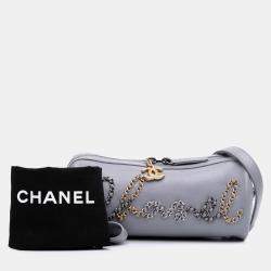 Pre Owned Chanel Grey Calfskin Signature Chain 20s Bowling Bag