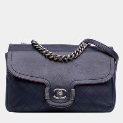 Pre Owned Chanel Blue Paris-Greece Calfskin Archi Chic Flap Bag