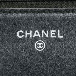 Pre Owned Chanel Grey Caviar Leather Timeless CC Wallet On Chain