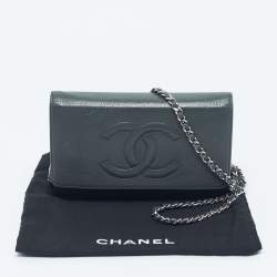 Pre Owned Chanel Grey Caviar Leather Timeless CC Wallet On Chain