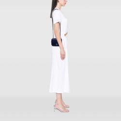 Pre Owned Chanel Blue Mini Square Classic Chevron Lambskin Single Flap