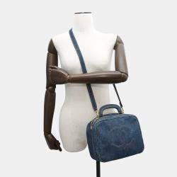 Pre Owned Chanel Vanity Bag 2Waybag Blue Denim