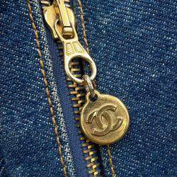 Pre Owned Chanel Vanity Bag 2Waybag Blue Denim