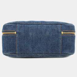 Pre Owned Chanel Vanity Bag 2Waybag Blue Denim