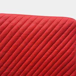 Pre Owned Chanel Chevron Red Leather Chain Shoulder Bag