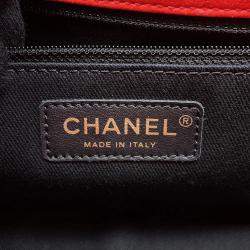Pre Owned Chanel Chevron Red Leather Chain Shoulder Bag