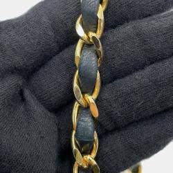 Pre Owned Chanel Half Moon Black Quilted Lambskin Chain Shoulder Bag