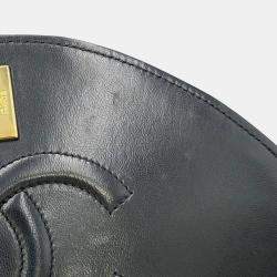 Pre Owned Chanel Half Moon Black Quilted Lambskin Chain Shoulder Bag