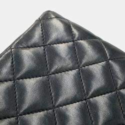 Pre Owned Chanel Half Moon Black Quilted Lambskin Chain Shoulder Bag