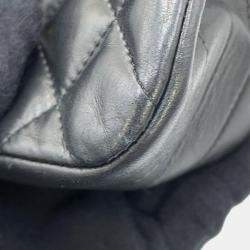 Pre Owned Chanel Half Moon Black Quilted Lambskin Chain Shoulder Bag
