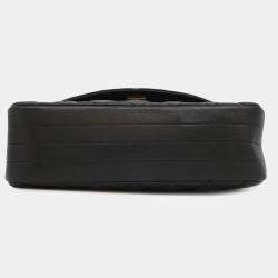 Pre Owned Chanel Half Moon Black Quilted Lambskin Chain Shoulder Bag