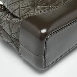 Pre Owned Chanel Dark Green Quilted Aged Leather Small Gabrielle Backpack