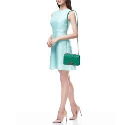 Pre Owned Chanel Green Quilted Leather Small Boy Flap Bag