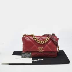 Pre Owned Chanel Red Quilted Leather Large 19 Flap Bag
