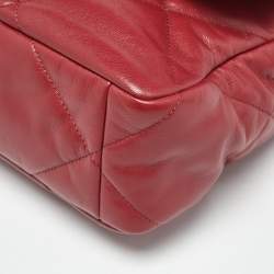 Pre Owned Chanel Red Quilted Leather Large 19 Flap Bag
