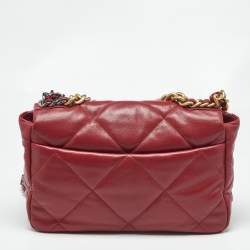 Pre Owned Chanel Red Quilted Leather Large 19 Flap Bag