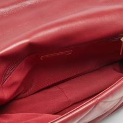 Pre Owned Chanel Red Quilted Leather Large 19 Flap Bag