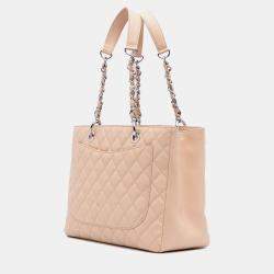 Pre Owned Chanel Beige Caviar Grand Shopping Tote