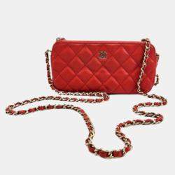 Pre Owned Chanel Caviar Quilted Small Clutch With Chain