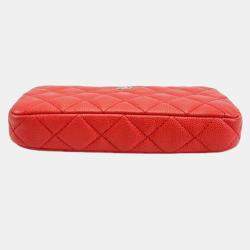 Pre Owned Chanel Caviar Quilted Small Clutch With Chain